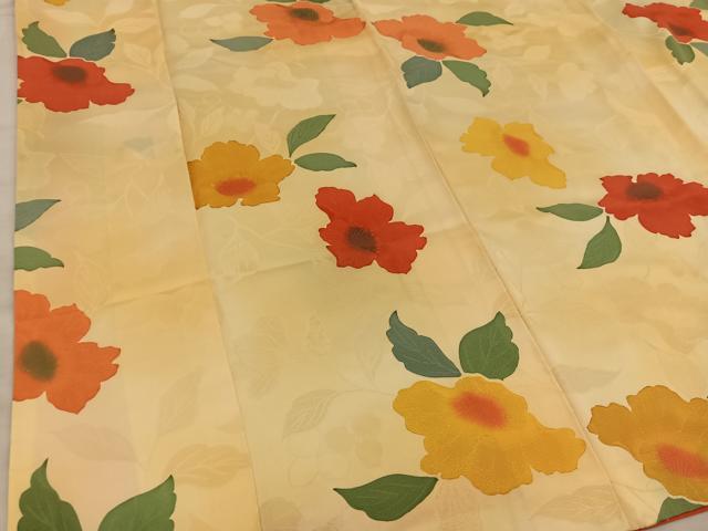 平和屋着物■上質な小紋 地紋起こし 草花文 正絹 逸品 BAAX0236mz