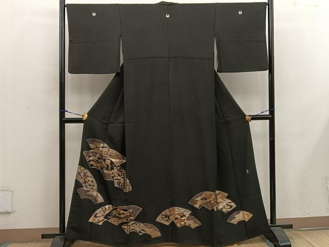 平和屋着物■豪華黒留袖 作家物 地紙重ね飛鶴花文 金彩 正絹 逸品 BAAX0245mz