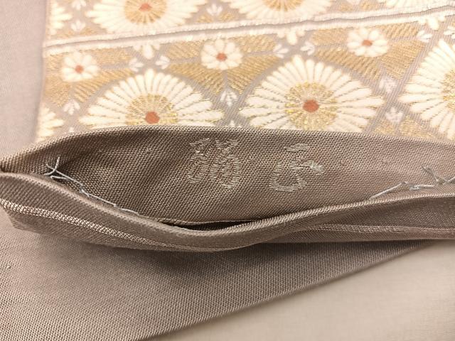 平和屋着物●六通柄 京袋帯 菱花文 金糸 正絹 逸品 BAAX0259mz