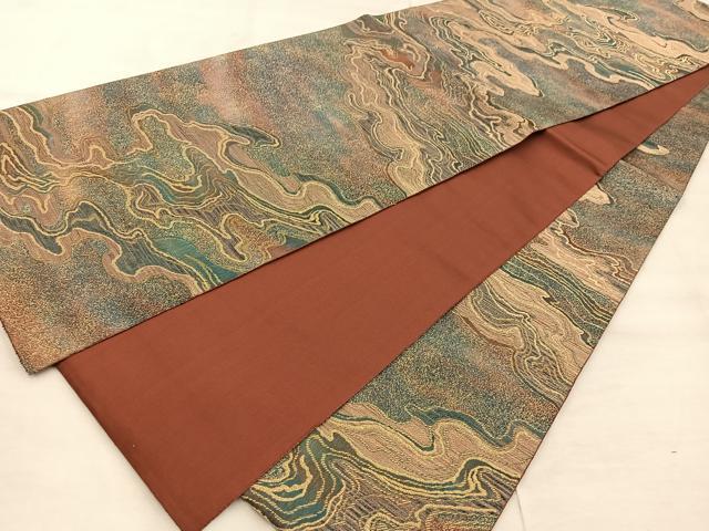 平和屋着物◎六通柄袋帯 流水文 金糸 正絹 逸品 BAAX0274mz