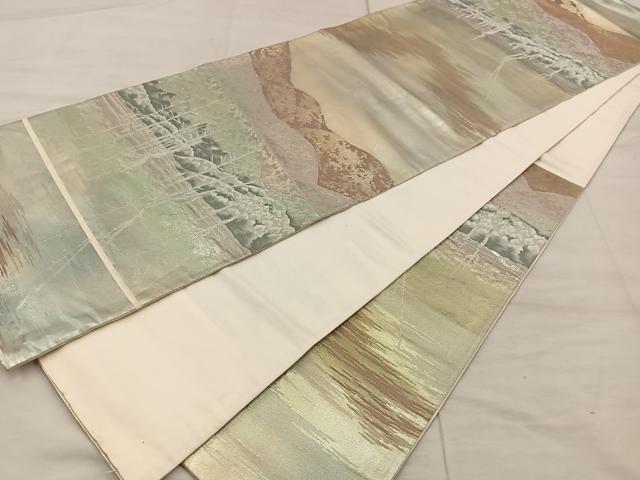 平和屋着物◎六通柄袋帯 樹林文 金糸 引箔 正絹 逸品 BAAX0295mz