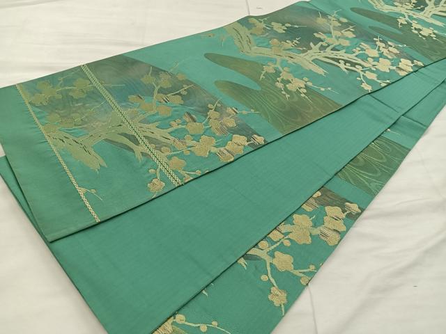 平和屋着物◎六通柄袋帯 枝梅文 金糸 正絹 逸品 BAAX0305mz