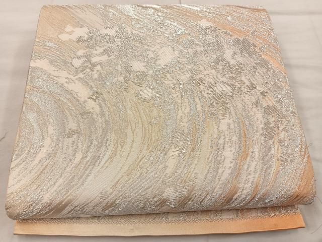 平和屋着物◎六通柄袋帯 流水文 銀糸 正絹 逸品 BAAX0330mz