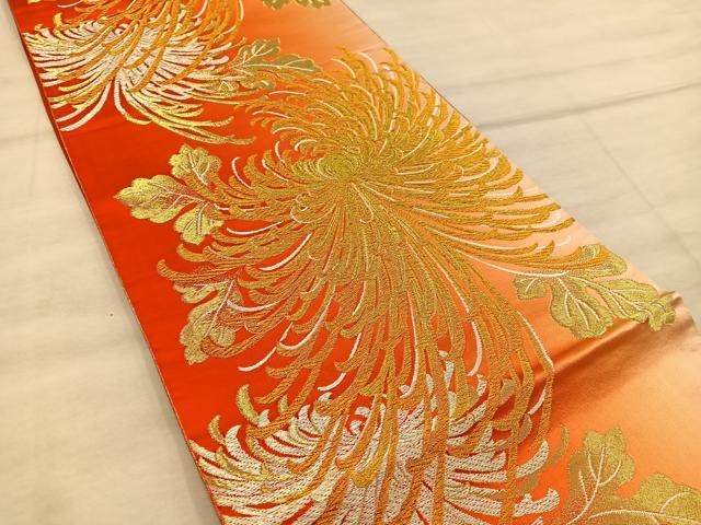 平和屋着物◎六通柄袋帯 乱菊 金糸 正絹 逸品 BAAX0358mz