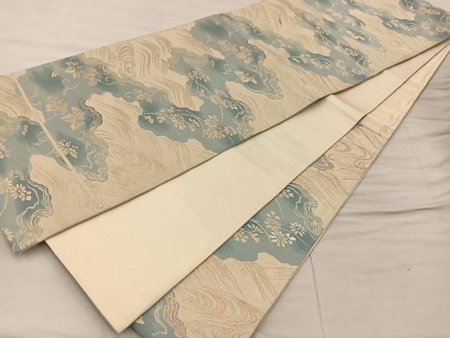 平和屋着物◎六通柄袋帯 流水菊花文 金銀糸 正絹 逸品 BAAX0365mz