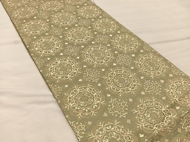 平和屋着物◎六通柄 本袋帯 草花文 金糸 正絹 逸品 BAAX0374mz