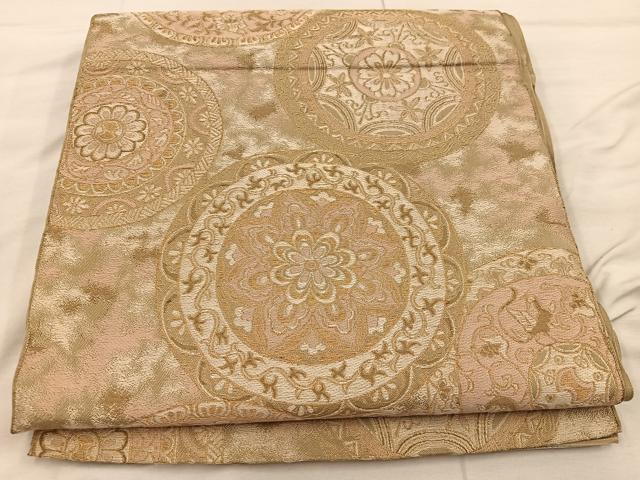 平和屋着物◎六通柄 京袋帯 本袋帯 花丸文 金糸 正絹 逸品 BAAX0389mz