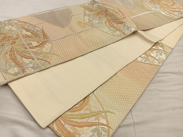 平和屋着物◎六通柄袋帯 鳳凰花文 金銀糸 正絹 逸品 BAAX0392mz