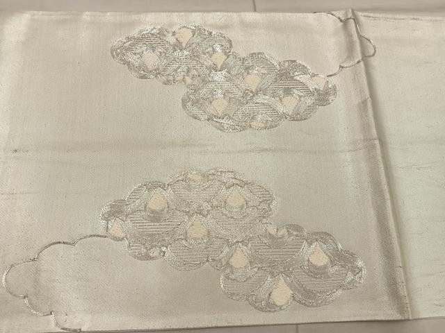 平和屋着物◎太鼓柄袋帯 総駒刺繍 雲重ね青海波 正絹 逸品 BAAX0401mz