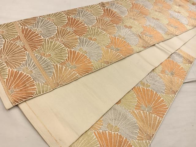 平和屋着物◎六通柄 本袋帯 菊 金銀糸 正絹 逸品 BAAX0417mz