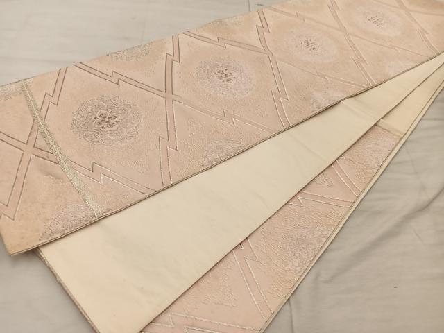 平和屋着物◎六通柄袋帯 松皮菱花文 銀糸 正絹 逸品 BAAX0443mz