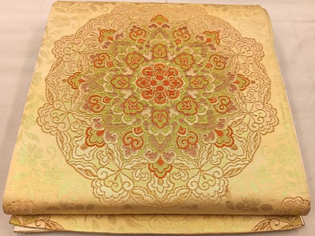 平和屋着物◎六通柄袋帯 正倉院花文 金糸 正絹 逸品 BAAX0445mz