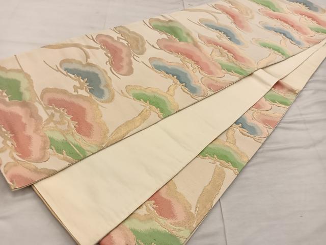 平和屋着物◎六通柄袋帯 松 金糸 正絹 逸品 BAAX0457mz