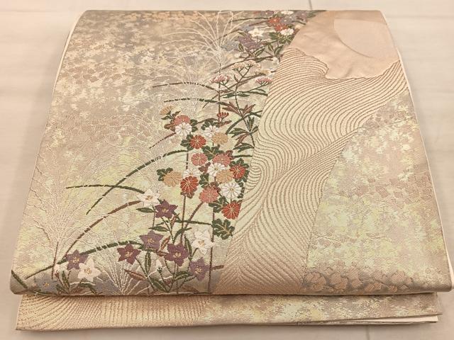 平和屋着物◎六通柄袋帯 唐織 満月光 金糸 正絹 逸品 BAAX0533mz