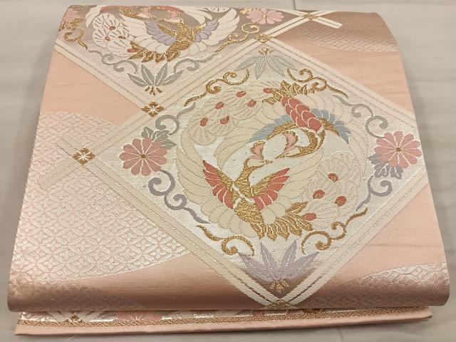 平和屋着物◎六通柄袋帯 鳳凰花文 金銀糸 正絹 逸品 BAAX0549mz