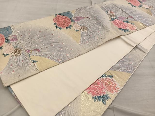 平和屋着物◎六通柄袋帯 唐織 九百錦 名匠花苑文 金糸 正絹 逸品 BAAX0553mz