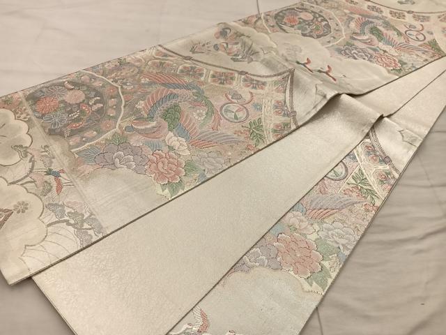 平和屋着物◎別織佐賀錦 六通柄袋帯 作家物 九百錦 花鳥文 正絹 逸品 BAAX0562mz