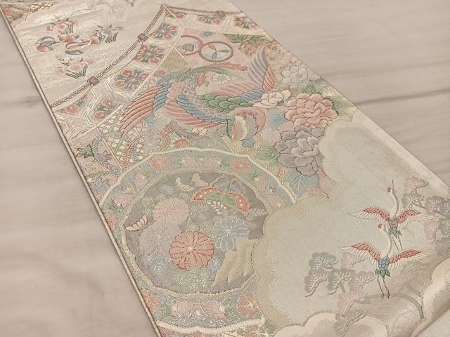 平和屋着物◎別織佐賀錦 六通柄袋帯 作家物 九百錦 花鳥文 正絹 逸品 BAAX0562mz