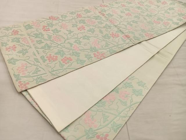 平和屋着物◎六通柄 京袋帯 ふくれ織 枝花文 正絹 逸品 BAAX0567mz