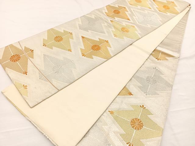 平和屋着物◎六通柄袋帯 唐織 松皮菱花文 金銀糸 正絹 逸品 BAAX0630hv