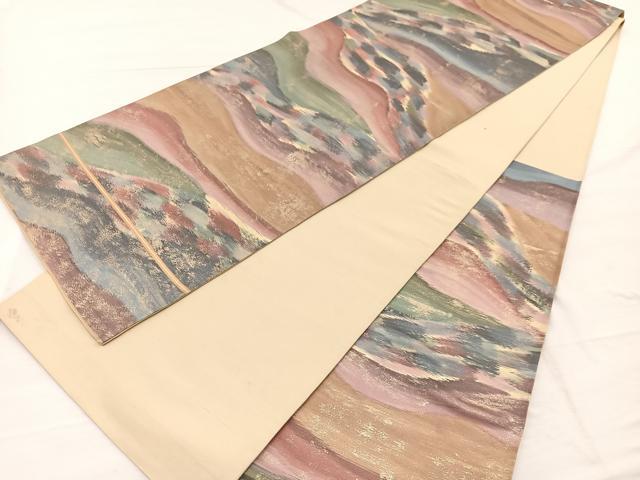 平和屋着物◎六通柄 京袋帯 霞文 正絹 逸品 BAAX0661hv
