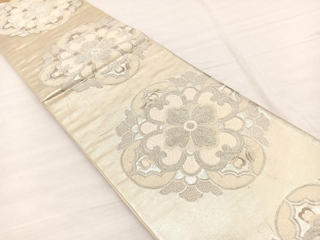 平和屋着物◎六通柄袋帯 唐織 宝相華 銀糸 正絹 逸品 BAAX0663hv