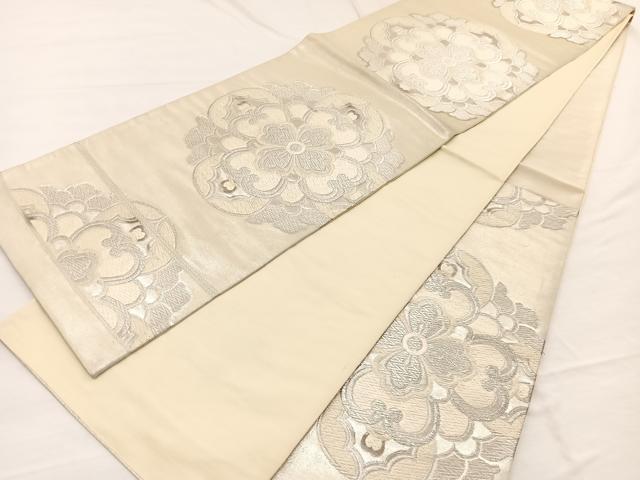 平和屋着物◎六通柄袋帯 唐織 宝相華 銀糸 正絹 逸品 BAAX0663hv