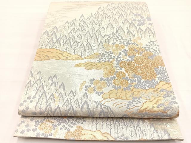 平和屋着物◎六通柄袋帯 樹林風景文 金銀糸 正絹 逸品 BAAX0701hv