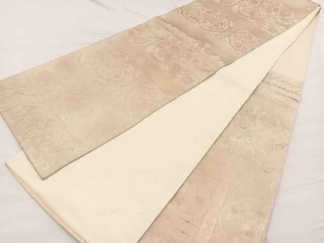 平和屋着物◎六通柄袋帯 錦繍 ふくれ織 花鳥唐草文 金糸 正絹 逸品 BAAX0721hv