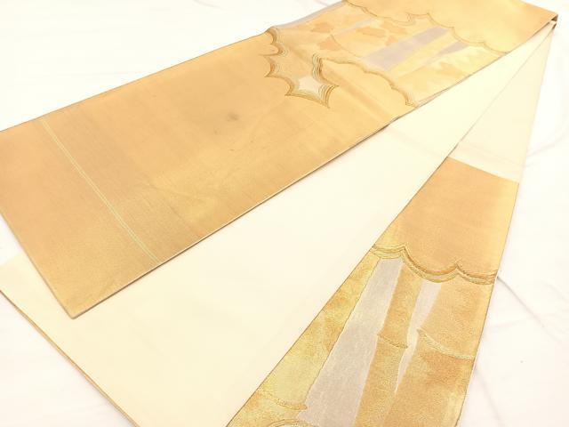 平和屋着物◎六通柄袋帯 雲取り竹文 金糸 正絹 逸品 BAAX0785hv