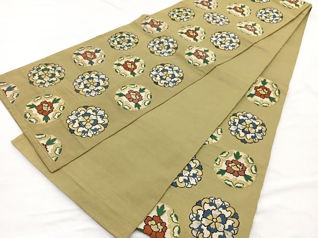 平和屋着物◎六通柄 本袋帯 唐織 正倉院花文 金銀糸 正絹 逸品 未使用 BAAX0853hv