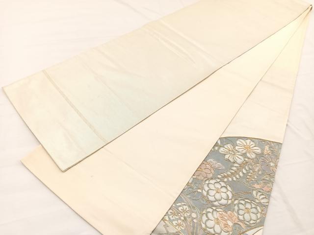 平和屋着物◎太鼓柄袋帯 総駒刺繍 辻が花 金糸 正絹 逸品 BAAX0866hv