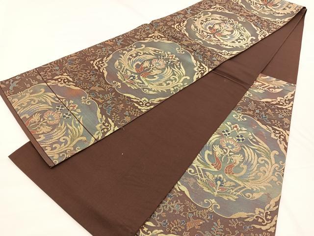 平和屋着物◎六通柄袋帯 花喰い鳳凰 金糸 正絹 逸品 BAAX0867hv