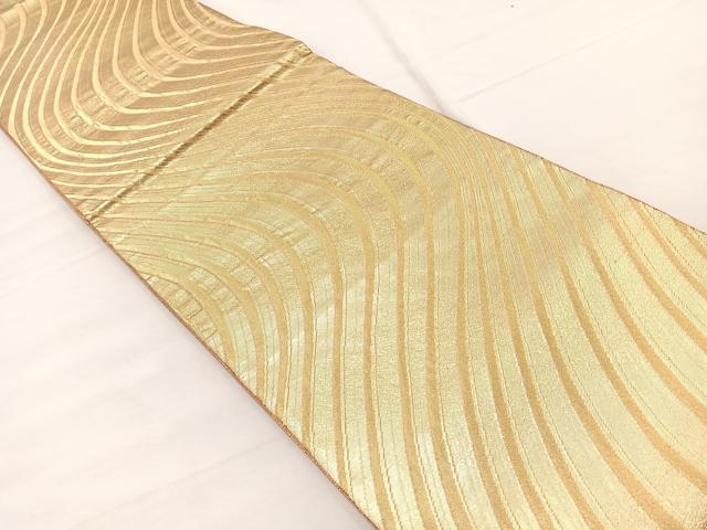 平和屋着物◎佐賀錦 六通柄袋帯 ふくれ織 流水文 金糸 正絹 逸品 BAAX0869hv