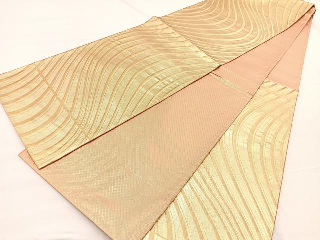 平和屋着物◎佐賀錦 六通柄袋帯 ふくれ織 流水文 金糸 正絹 逸品 BAAX0869hv