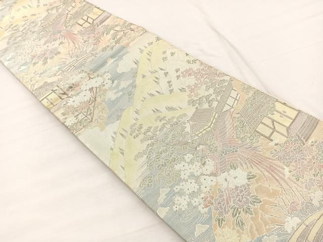平和屋着物◎900織特選佐賀錦 六通柄袋帯 鳳凰風景文 金銀糸 正絹 逸品 BAAX0933hv
