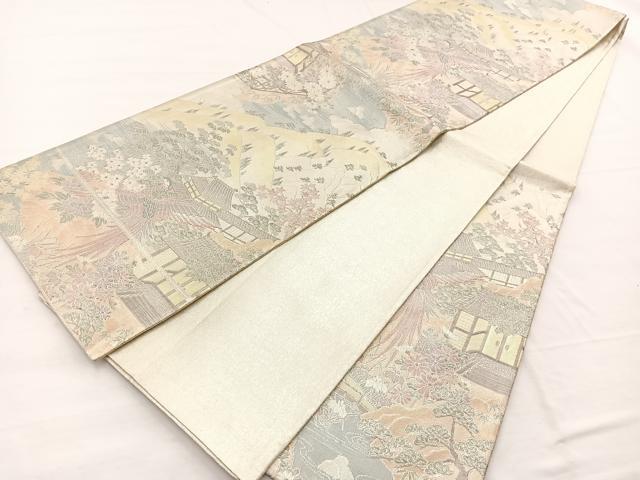 平和屋着物◎900織特選佐賀錦 六通柄袋帯 鳳凰風景文 金銀糸 正絹 逸品 BAAX0933hv