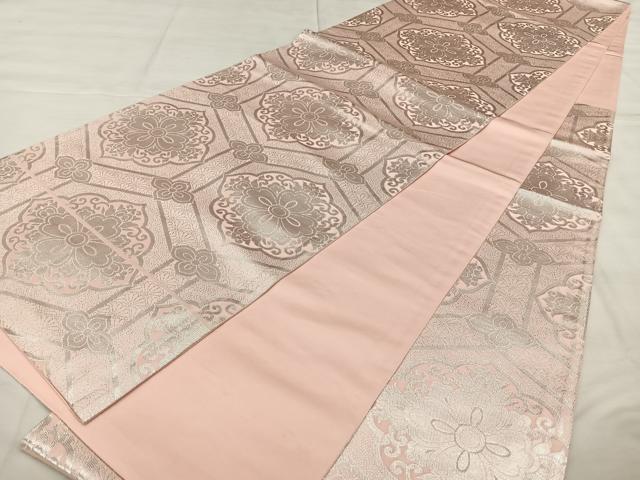 平和屋着物◎六通柄袋帯 亀甲花文 銀糸 やまとオリジナル 正絹 逸品 BAAX1006qw