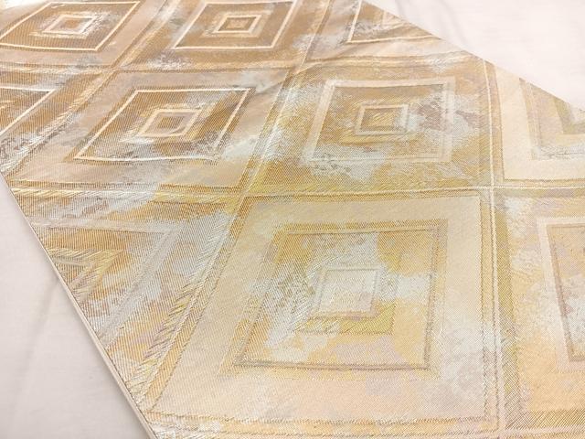 平和屋着物◎西陣 浅山織物謹製 六通柄袋帯 菱重ね文 金糸 正絹 逸品 BAAX1015qw