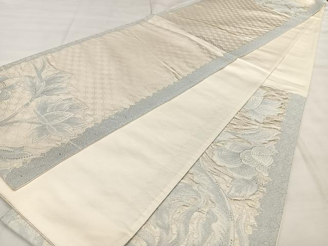 平和屋着物◎六通柄袋帯 花鳥文 銀糸 正絹 逸品 BAAX1022qw