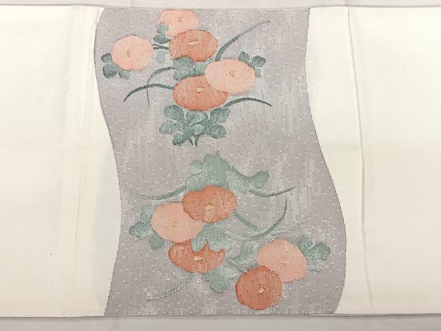 平和屋着物◎太鼓柄袋帯 すくい織 地紙御所車文 正絹 逸品 BAAX1024qw