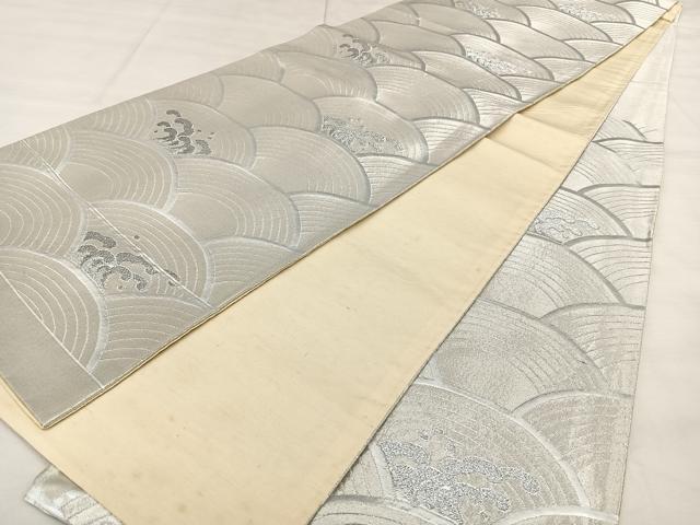 平和屋着物◎六通柄袋帯 唐織 青海波 銀糸 正絹 逸品 BAAX1034qw