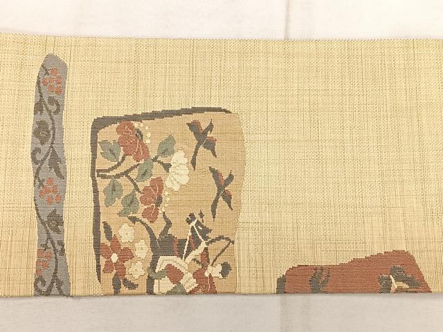 平和屋着物◎九寸名古屋帯 狩猟文 正絹 逸品 BAAX1073qw