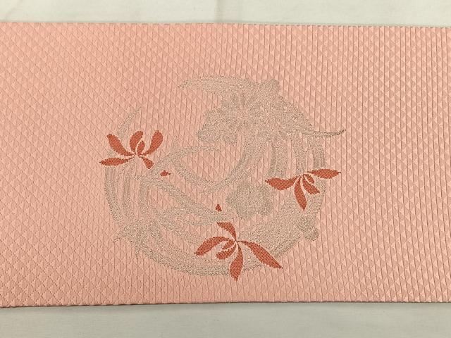 平和屋着物◎九寸名古屋帯 作家物 寿光織 花丸文 金銀糸 正絹 逸品 BAAX1078qw