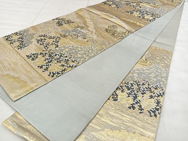 平和屋着物◎六通柄袋帯 京名勝 清水寺 金糸 正絹 逸品 BAAX1089qw