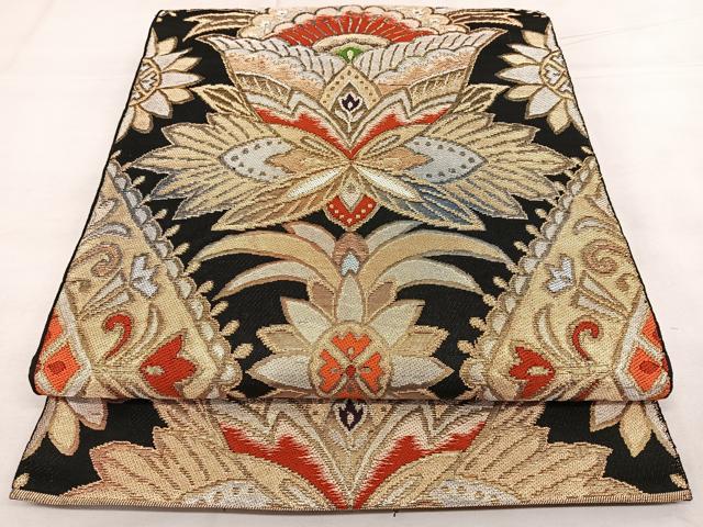 平和屋着物◎六通柄 京袋帯 本袋帯 唐織 更紗花文 金銀糸 正絹 逸品 BAAX1100qw