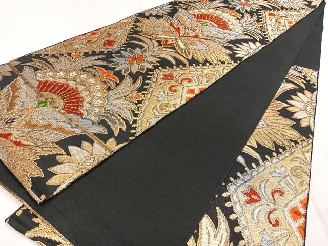 平和屋着物◎六通柄 京袋帯 本袋帯 唐織 更紗花文 金銀糸 正絹 逸品 BAAX1100qw