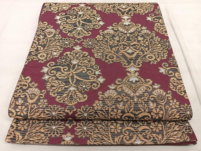平和屋着物◎六通柄袋帯 唐織 花唐草文 金銀糸 正絹 逸品 BAAX1128qw