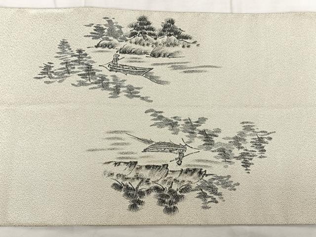 平和屋着物◎太鼓柄袋帯 作家物 手描き 綴れ 保津川渓流 祈福 銀糸 正絹 逸品 BAAX1151qw