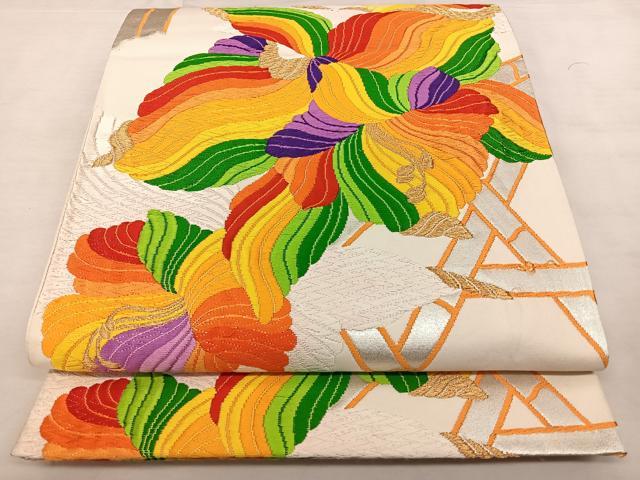 平和屋着物◎六通柄袋帯 唐織 籬花文 金銀糸 正絹 逸品 BAAX1182qw